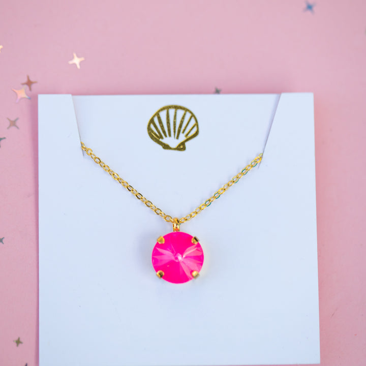 12mm Rivoli Necklace - Electric Pink Twinkle