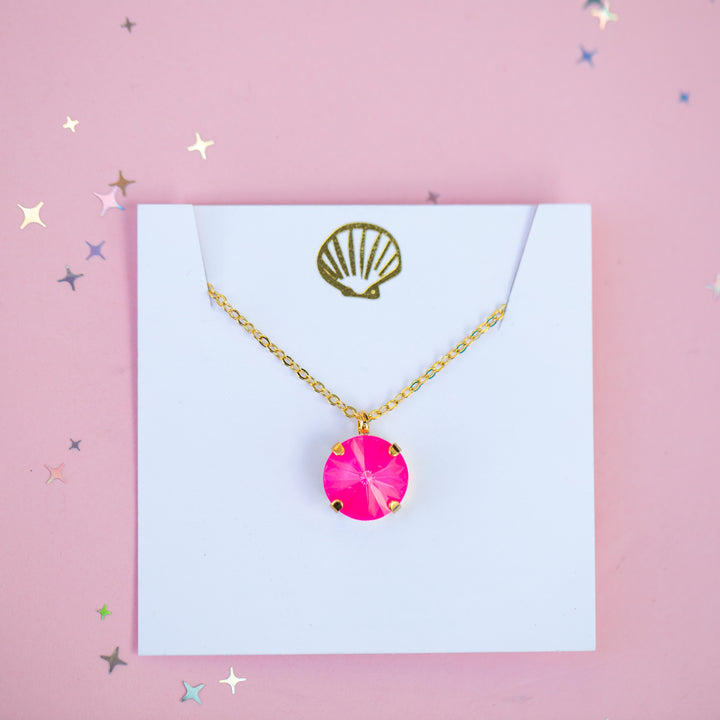 12mm Rivoli Necklace - Electric Pink Twinkle