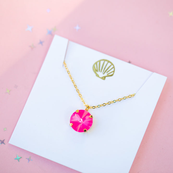 12mm Rivoli Necklace - Electric Pink Twinkle