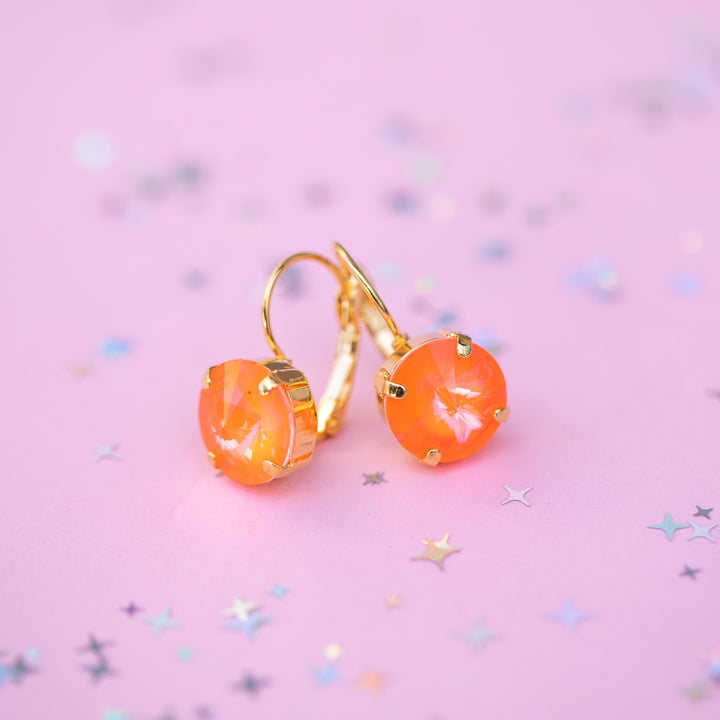 12mm Rivoli Earrings (Electric Orange Twinkle)