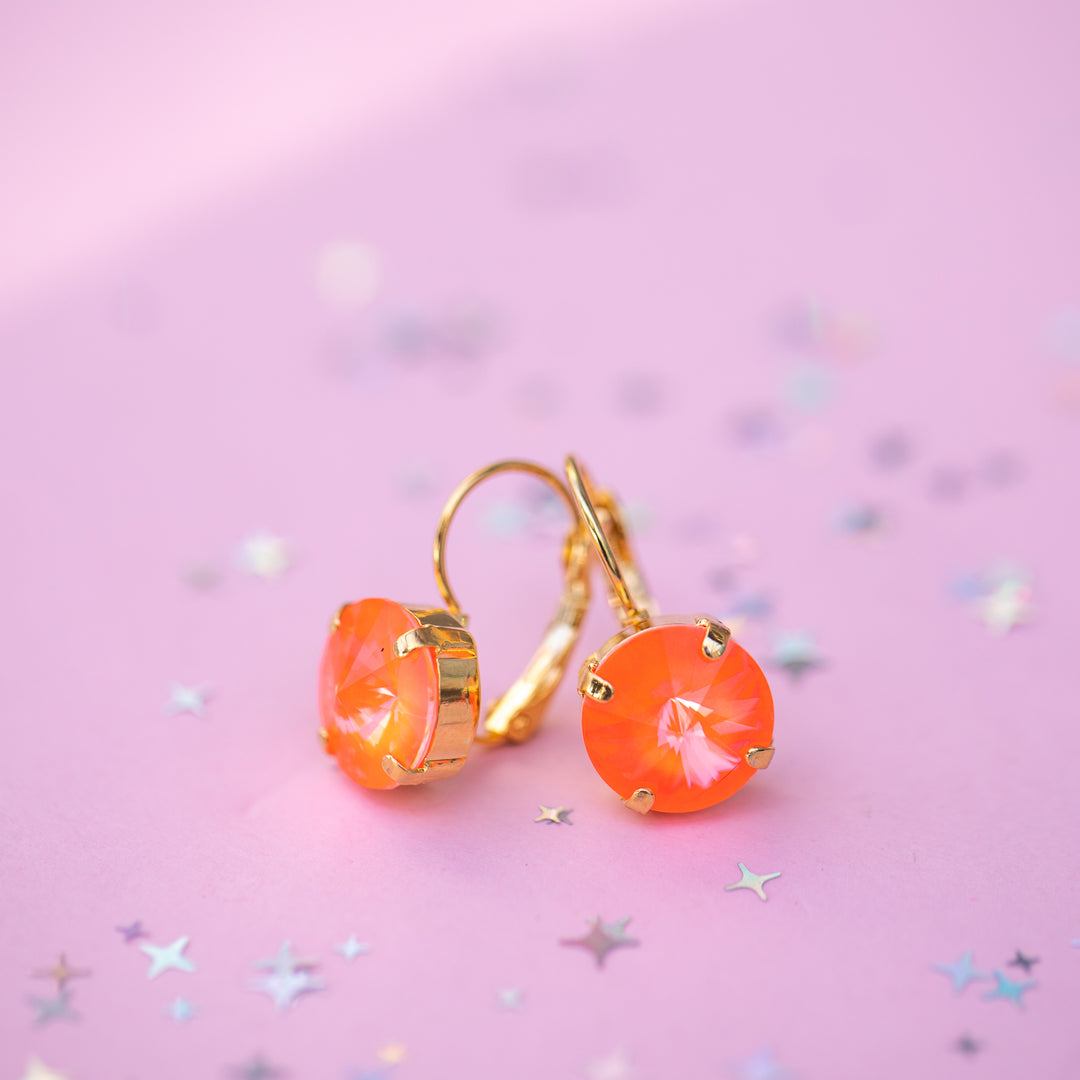 12mm Rivoli Earrings (Electric Orange Twinkle)