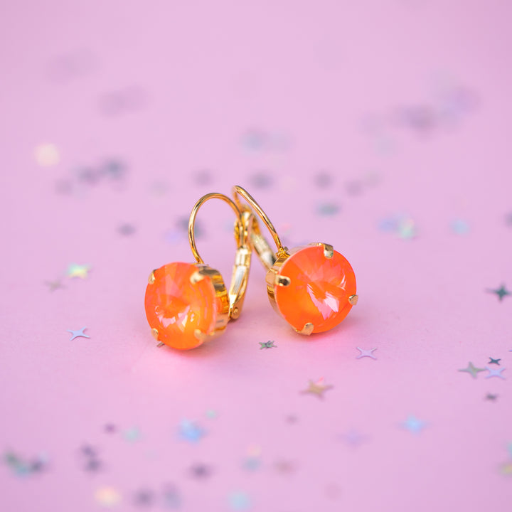 12mm Rivoli Earrings (Electric Orange Twinkle)