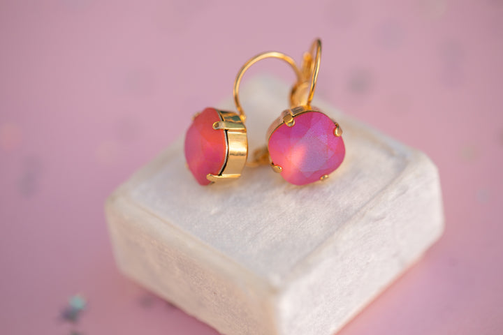 12mm Cushion Cut Earrings (Padparascha Frost)