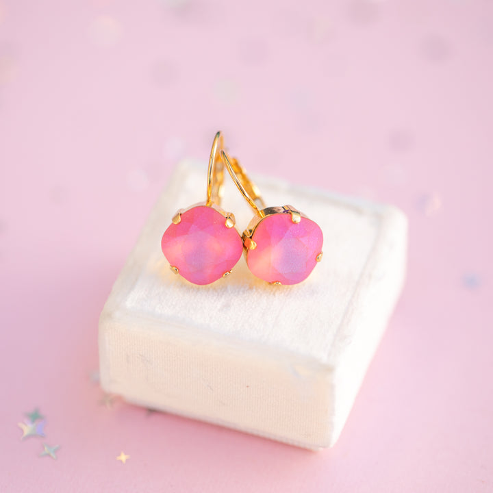 12mm Cushion Cut Earrings (Padparascha Frost)
