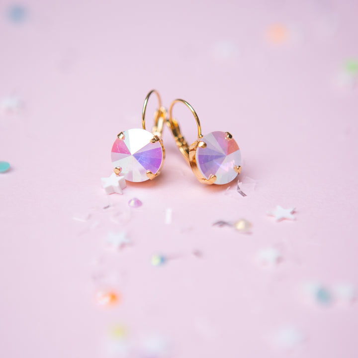 12mm Rivoli Stud OR Drop Earrings- Electric White AB