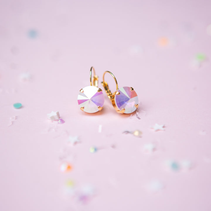 12mm Rivoli Stud OR Drop Earrings- Electric White AB
