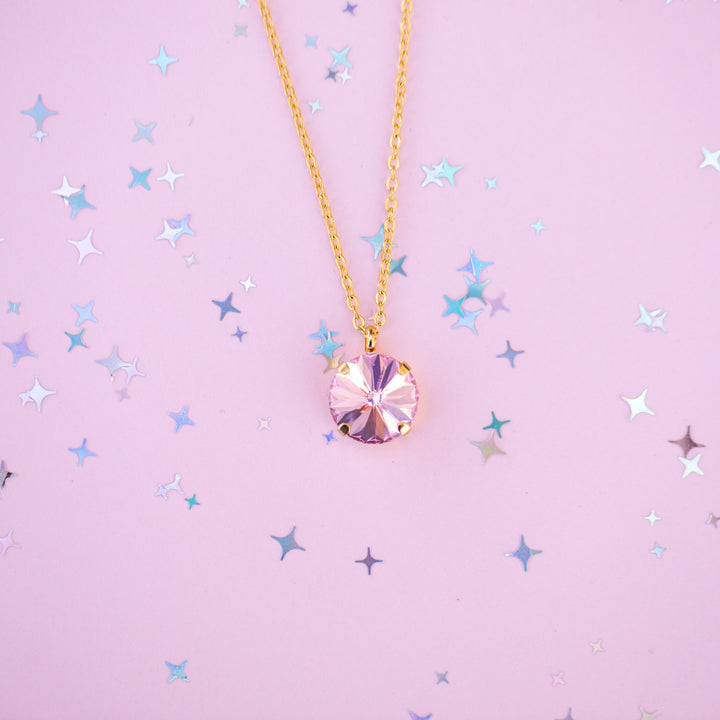 12mm Rivoli Necklace - Light Rose -select color setting