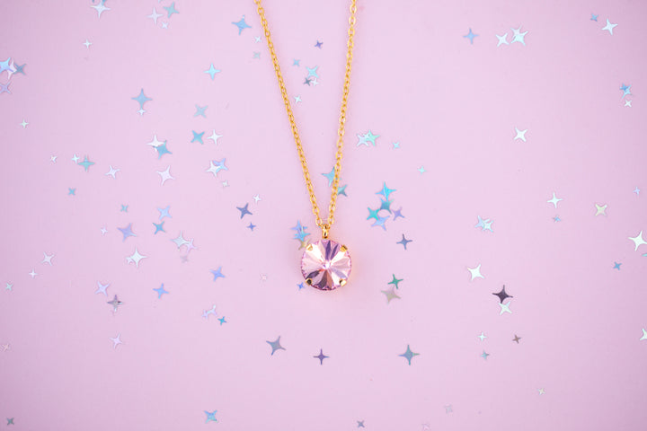 12mm Rivoli Necklace - Light Rose -select color setting