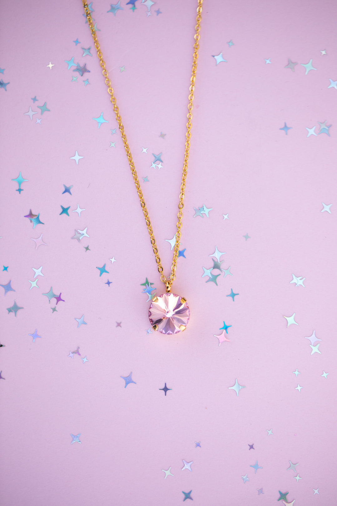 12mm Rivoli Necklace - Light Rose -select color setting