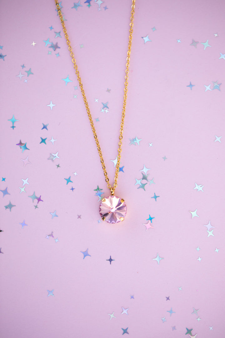 12mm Rivoli Necklace - Light Rose -select color setting
