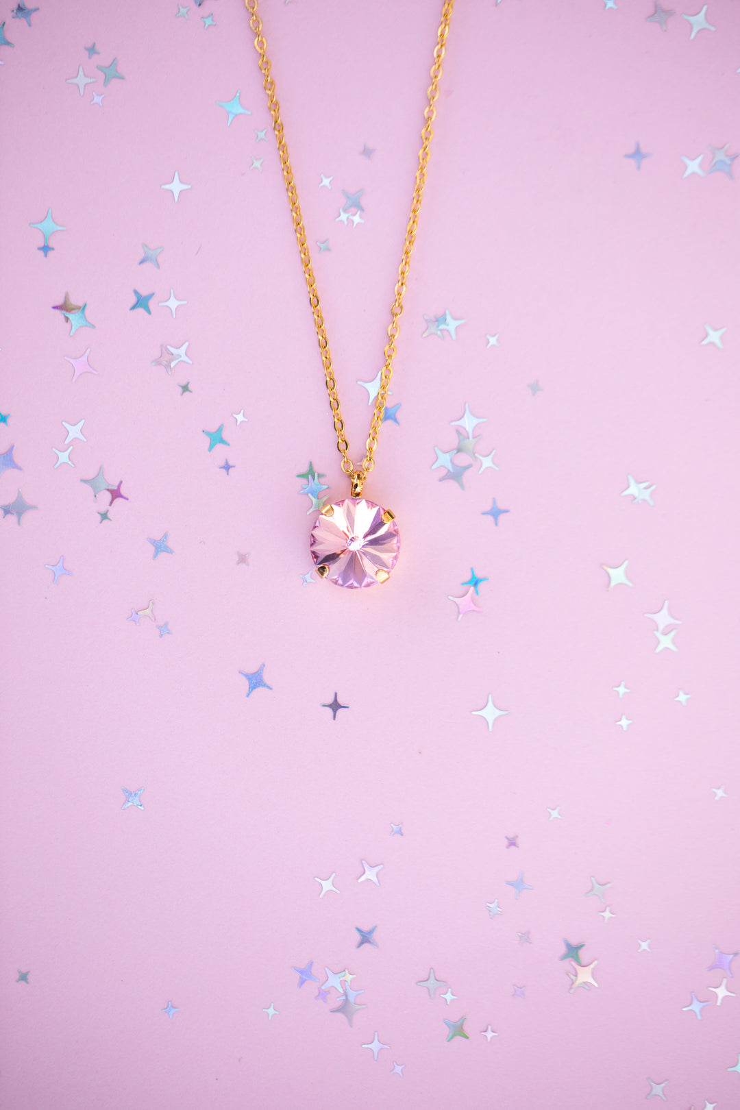 12mm Rivoli Necklace - Light Rose -select color setting