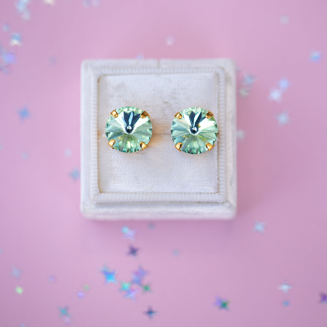 12mm Rivoli Stud OR Drop Earrings- Chrysolite