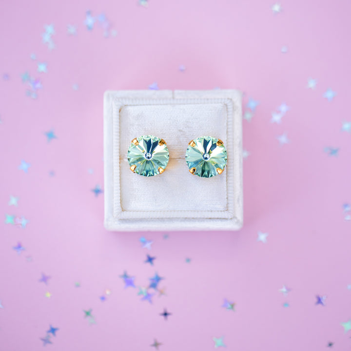 12mm Rivoli Stud OR Drop Earrings- Chrysolite