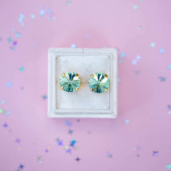 12mm Rivoli Stud OR Drop Earrings- Chrysolite
