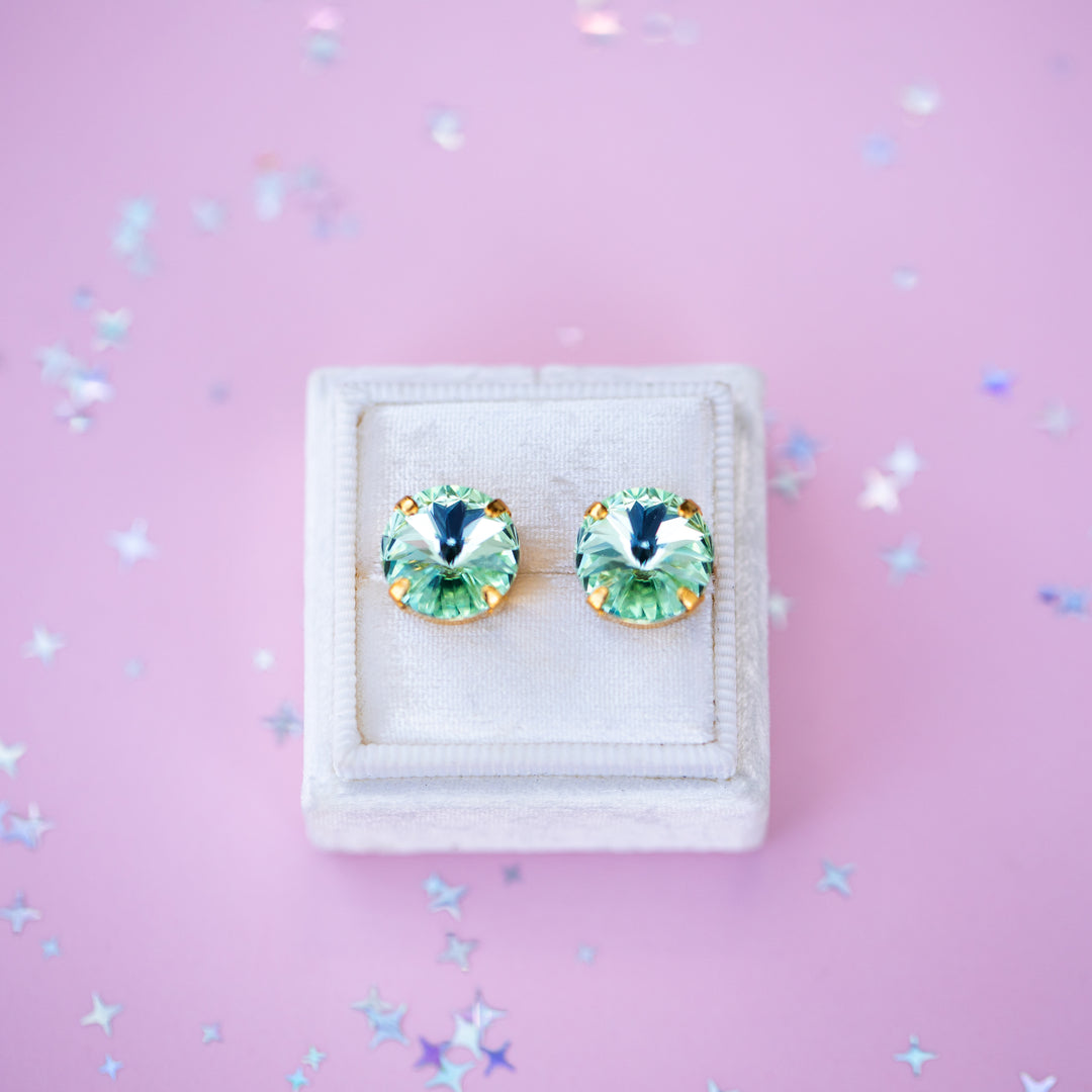 12mm Rivoli Stud OR Drop Earrings- Chrysolite