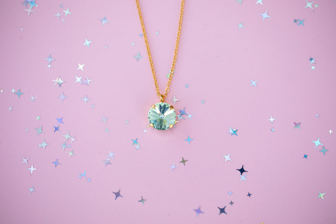 12mm Rivoli Necklace - Chrysolite -select color setting