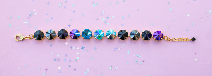 12mm Rivoli Crystal Bracelet: Moonlit Teal