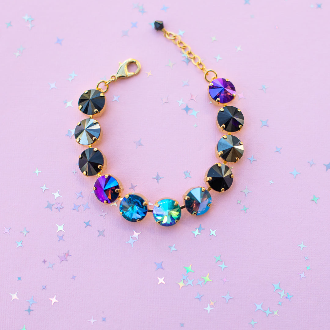 12mm Rivoli Crystal Bracelet: Moonlit Teal
