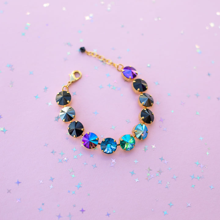 12mm Rivoli Crystal Bracelet: Moonlit Teal