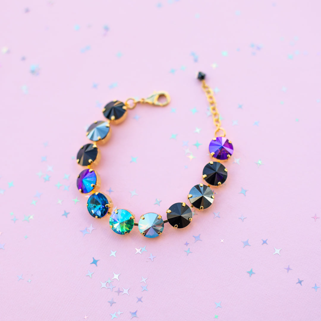 12mm Rivoli Crystal Bracelet: Moonlit Teal