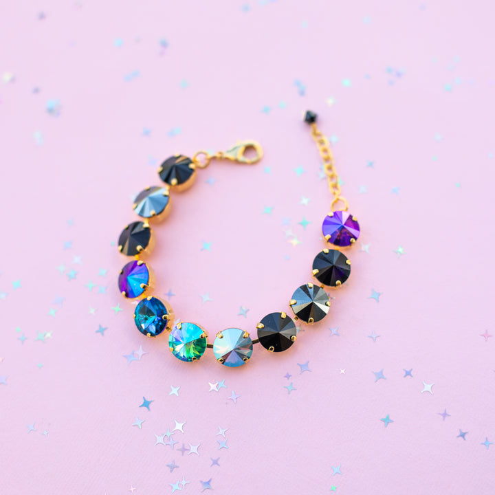 12mm Rivoli Crystal Bracelet: Moonlit Teal