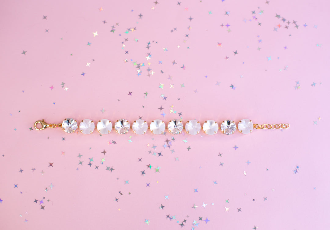 12mm Rivoli Crystal Bracelet: Snowball