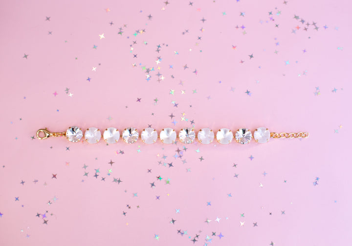 12mm Rivoli Crystal Bracelet: Snowball