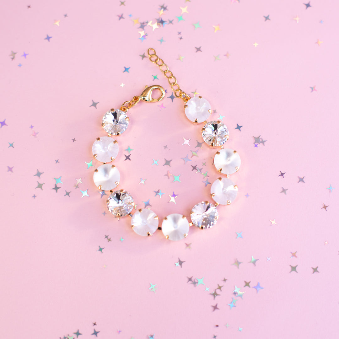 12mm Rivoli Crystal Bracelet: Snowball