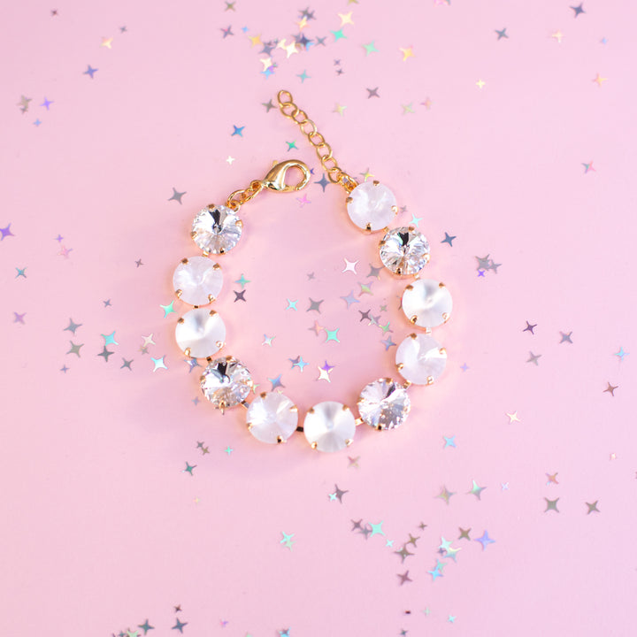 12mm Rivoli Crystal Bracelet: Snowball