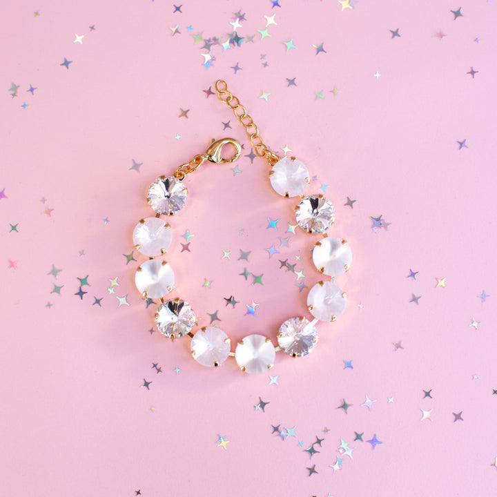 12mm Rivoli Crystal Bracelet: Snowball