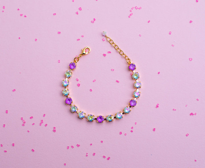 6mm Bracelet Electric Orchid Twinkle Sparkle - Choose setting Color and Length