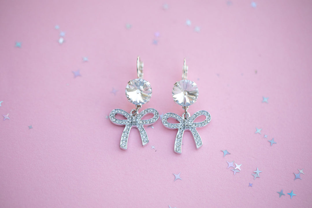12mm Rivoli Crystal Bow Drops OR Studs - choose setting