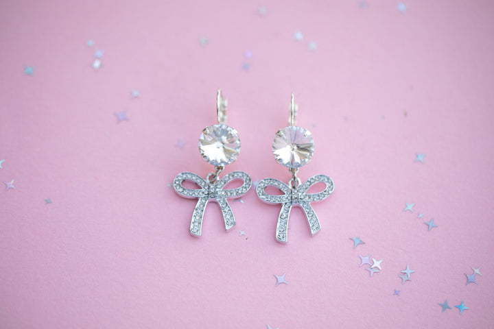 12mm Rivoli Crystal Bow Drops OR Studs - choose setting