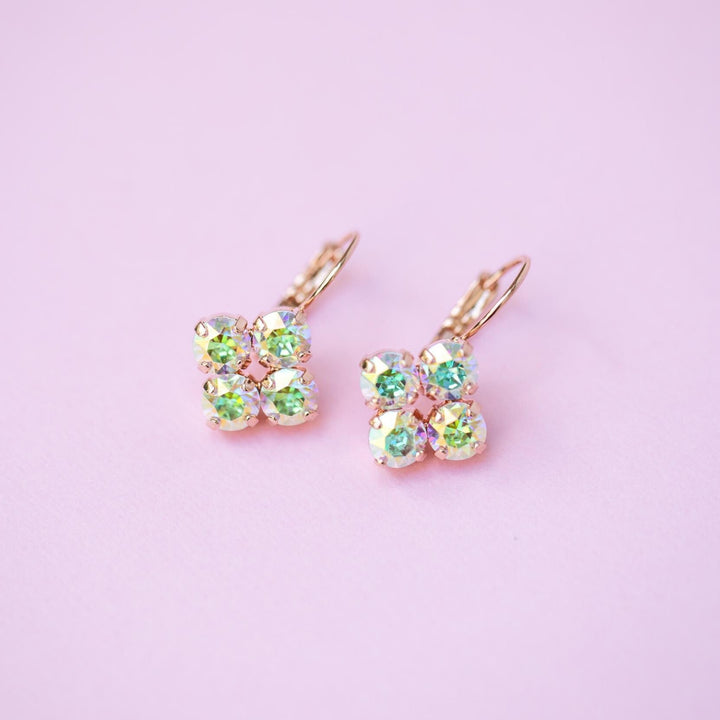 6mm 4 stone Clover Drop Earrings Transmission - choose setting color