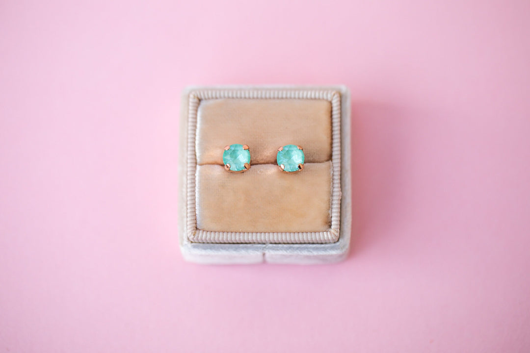 6mm Frosted Mint Twinkle Studs or Drops