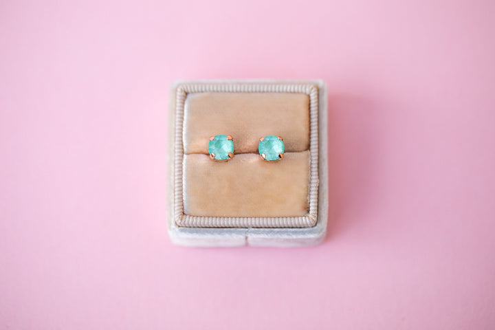 6mm Frosted Mint Twinkle Studs or Drops