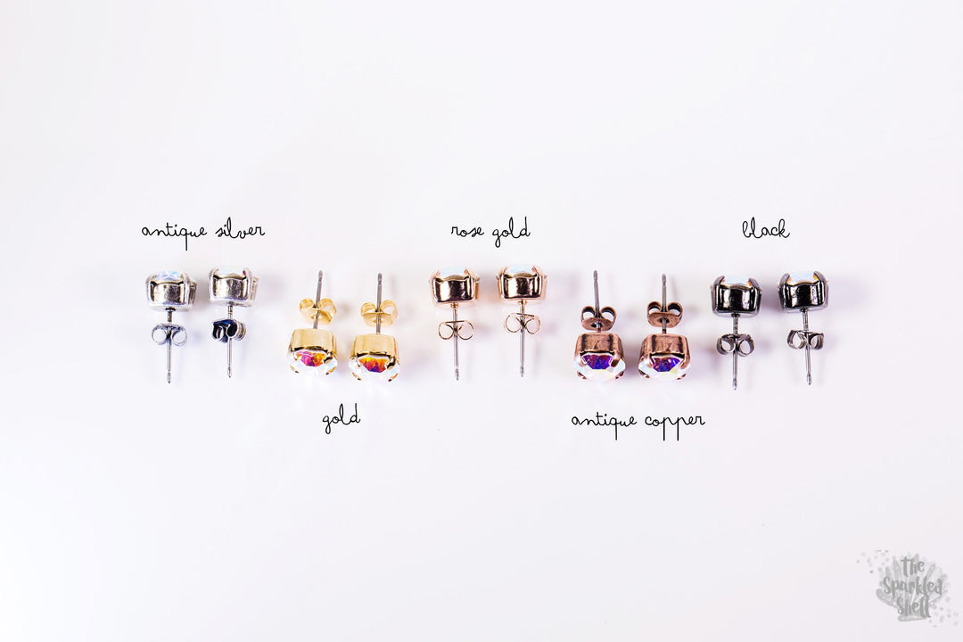 Heliotrope 8mm or 6mm Earrings - choose setting color and style