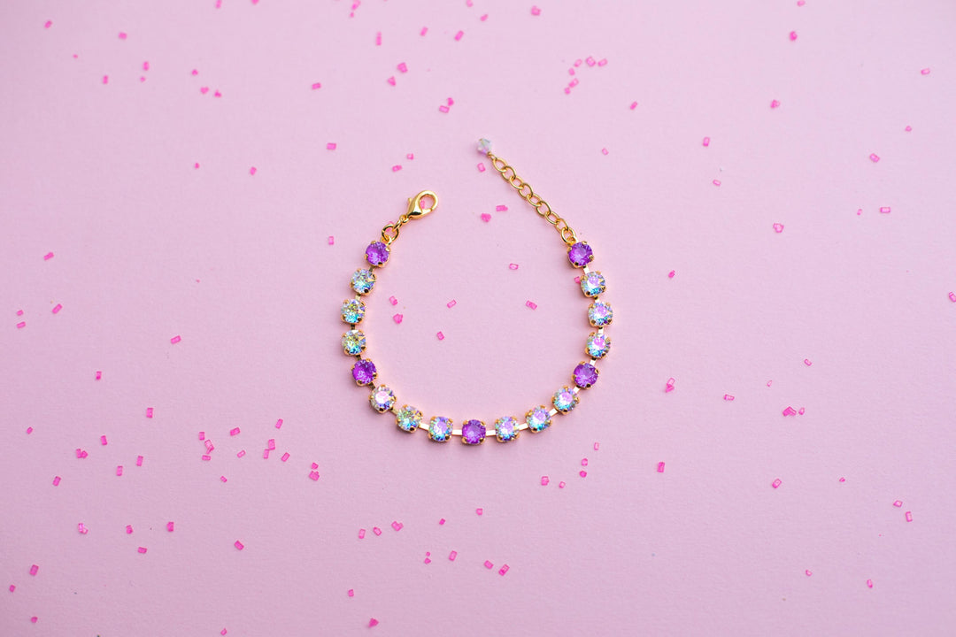 6mm Bracelet Electric Orchid Twinkle Sparkle - Choose setting Color and Length