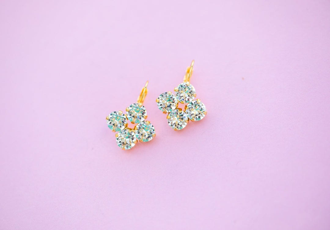 4 stone Clover 8mm Crystal Drops  - choose setting color