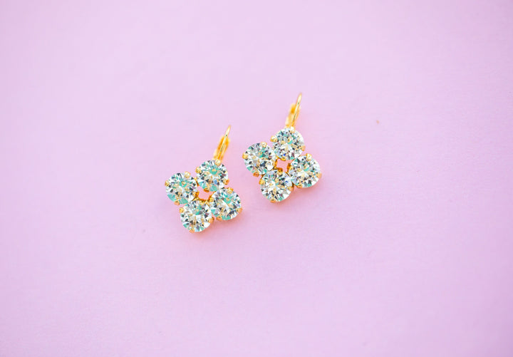 4 stone Clover 8mm Crystal Drops  - choose setting color