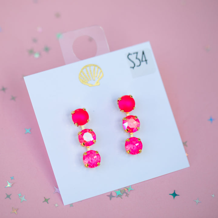 8mm 3 stone Earrings: 2026 Pink Retreat