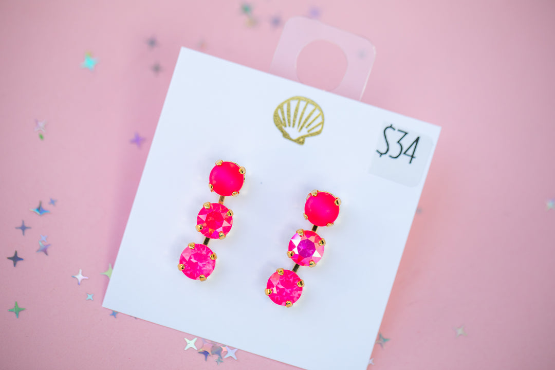 8mm 3 stone Earrings: 2026 Pink Retreat