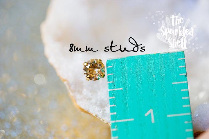 Crystal Glacier Blue Stud Earrings - 8mm