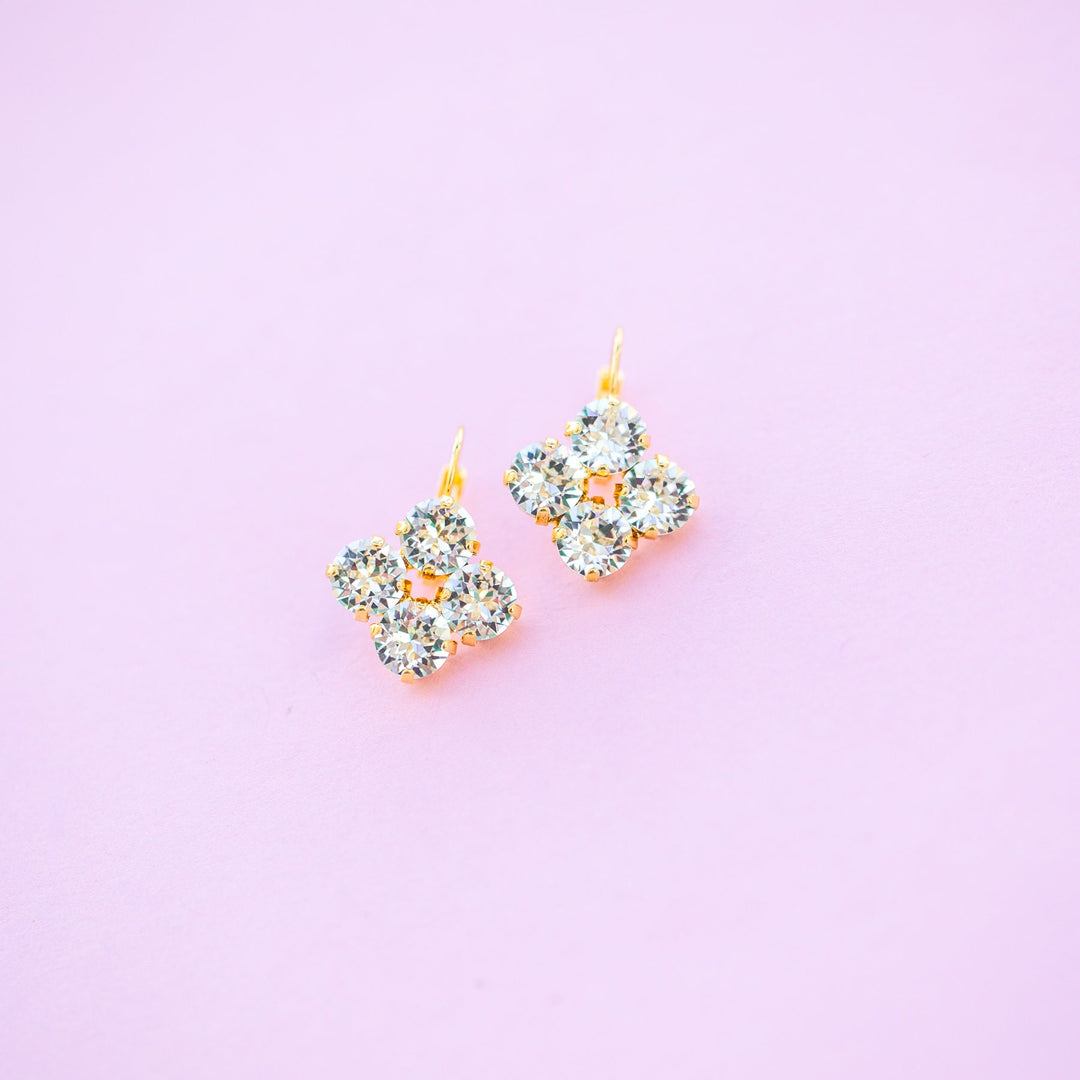4 stone Clover 8mm Crystal Drops  - choose setting color