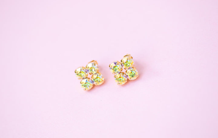 6mm 4 stone Clover Stud Earrings - Transmission - choose setting color