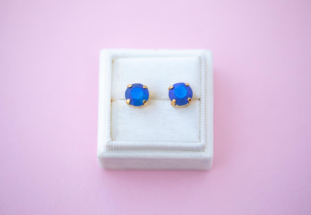 Sapphire Frost Stud Earrings - 8mm