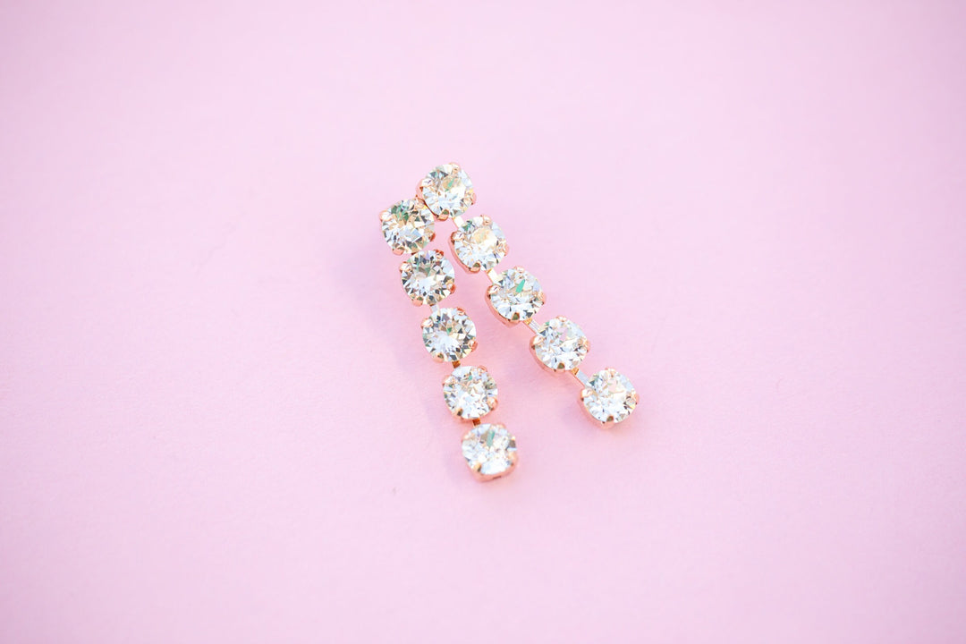 Crystal 5 stone 8mm stud drops - choose setting color
