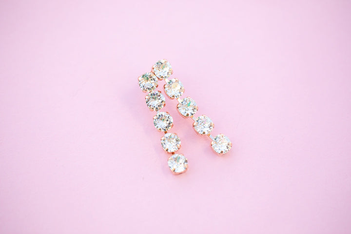 Crystal 5 stone 8mm stud drops - choose setting color