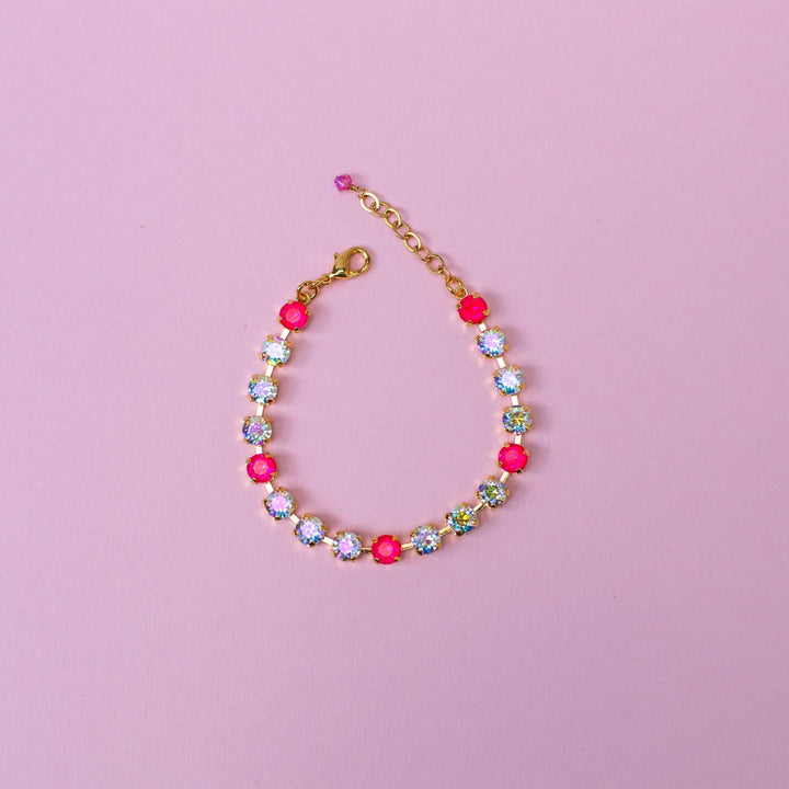 6mm Bracelet Florida Ready - Neon Pink Delite - Choose setting Color and Length