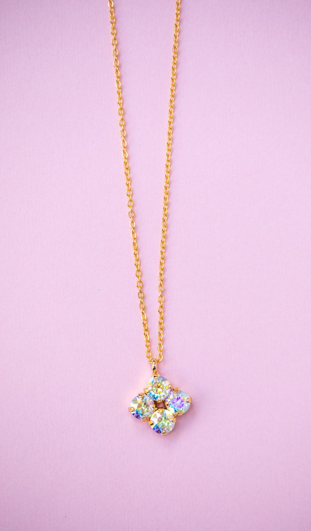6mm 4 stone Clover Necklace Transmission- choose setting color